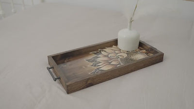 Carved Sunflower Ottoman Tray