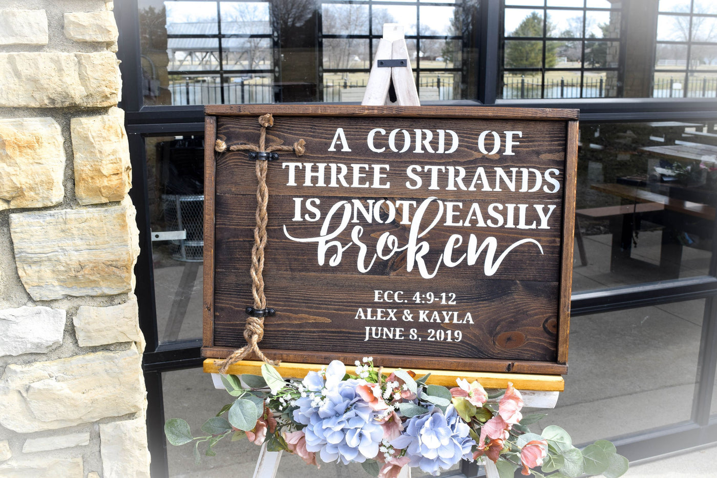 A Cord Of Three Strands is Not Easily Broken Sign with Borders