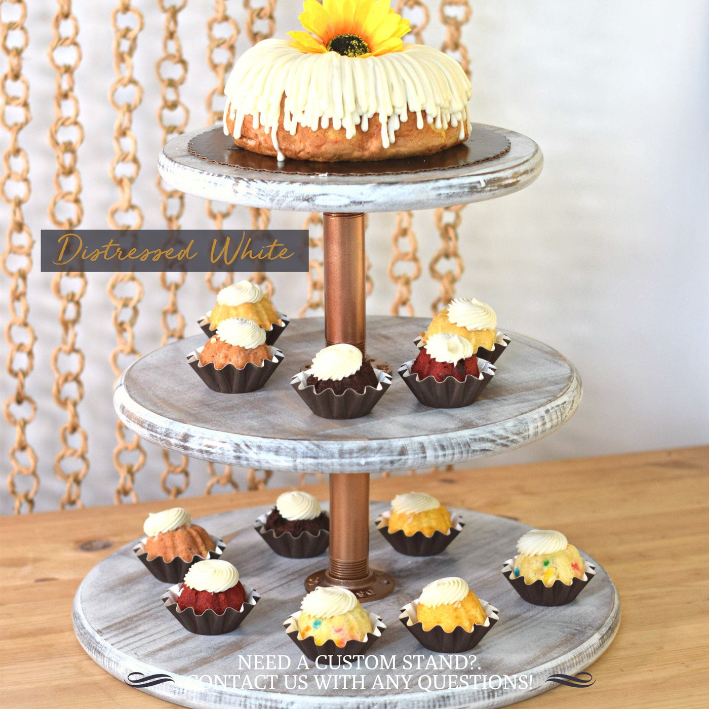 Wood Cupcake Tiered Stand Rustic Cake Tier Display Wedding and Event Decor 3-Tier Stand