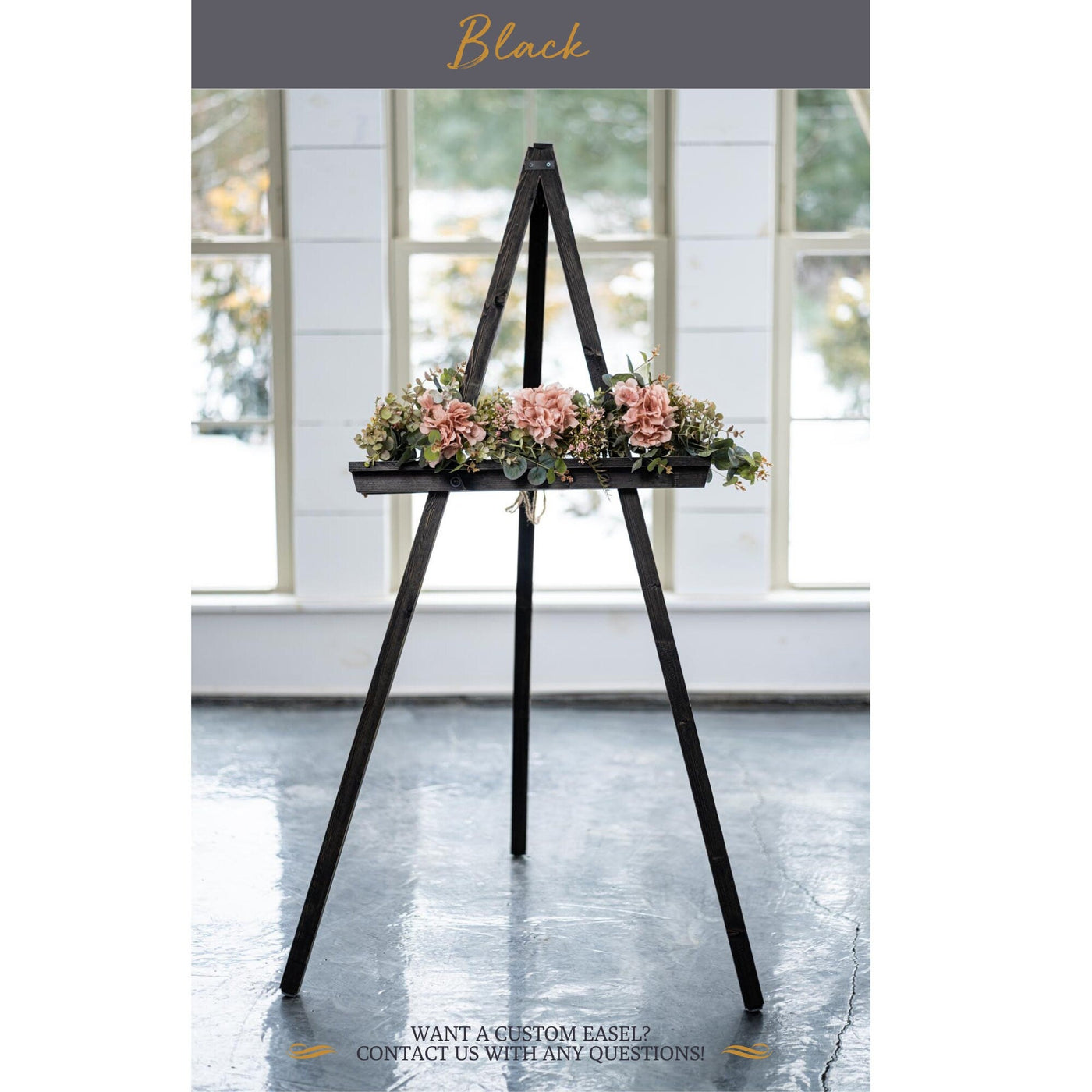 Wooden Floor Easel with Adjustable Shelf Wedding Art Stand for Large Sign Display Rustic Event Stand for Signage