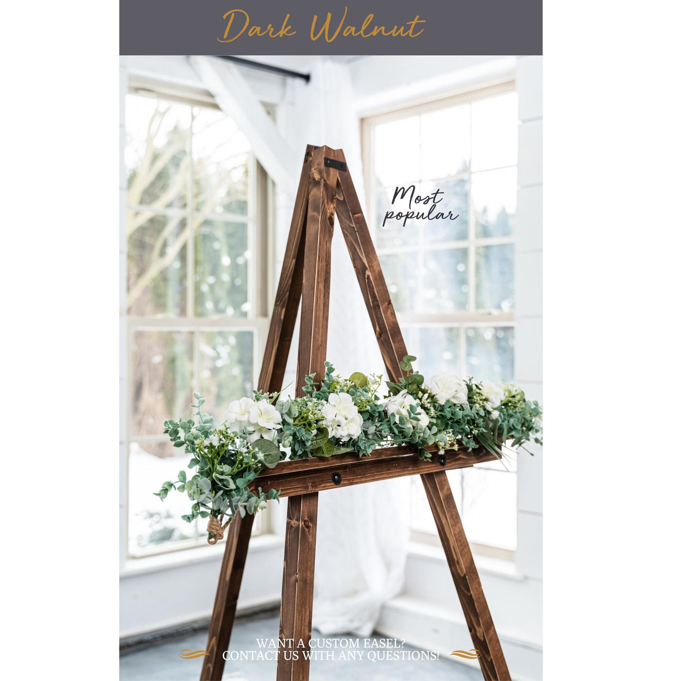 Wooden Floor Easel with Adjustable Shelf Wedding Art Stand for Large Sign Display Rustic Event Stand for Signage