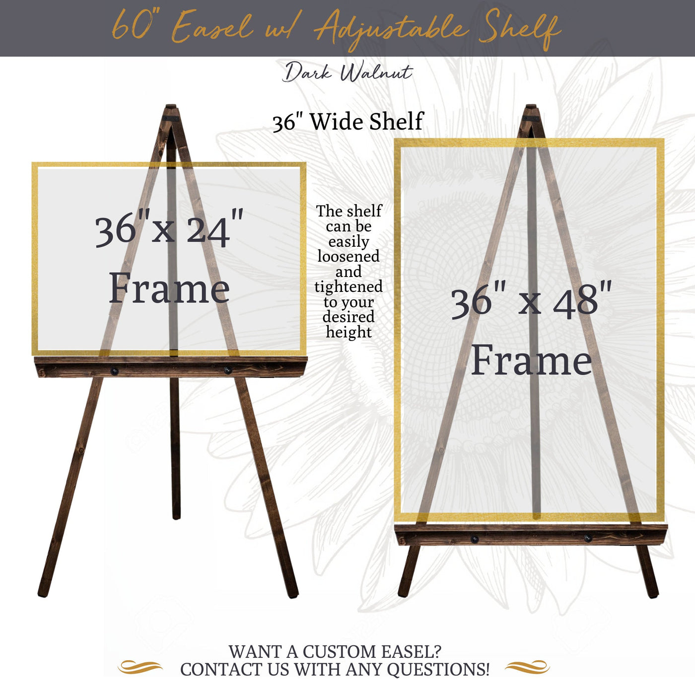 Easel Stand for Wedding Sign > Stainable Wooden Floor Easel