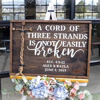 A Cord Of Three Strands is Not Easily Broken Sign with Borders