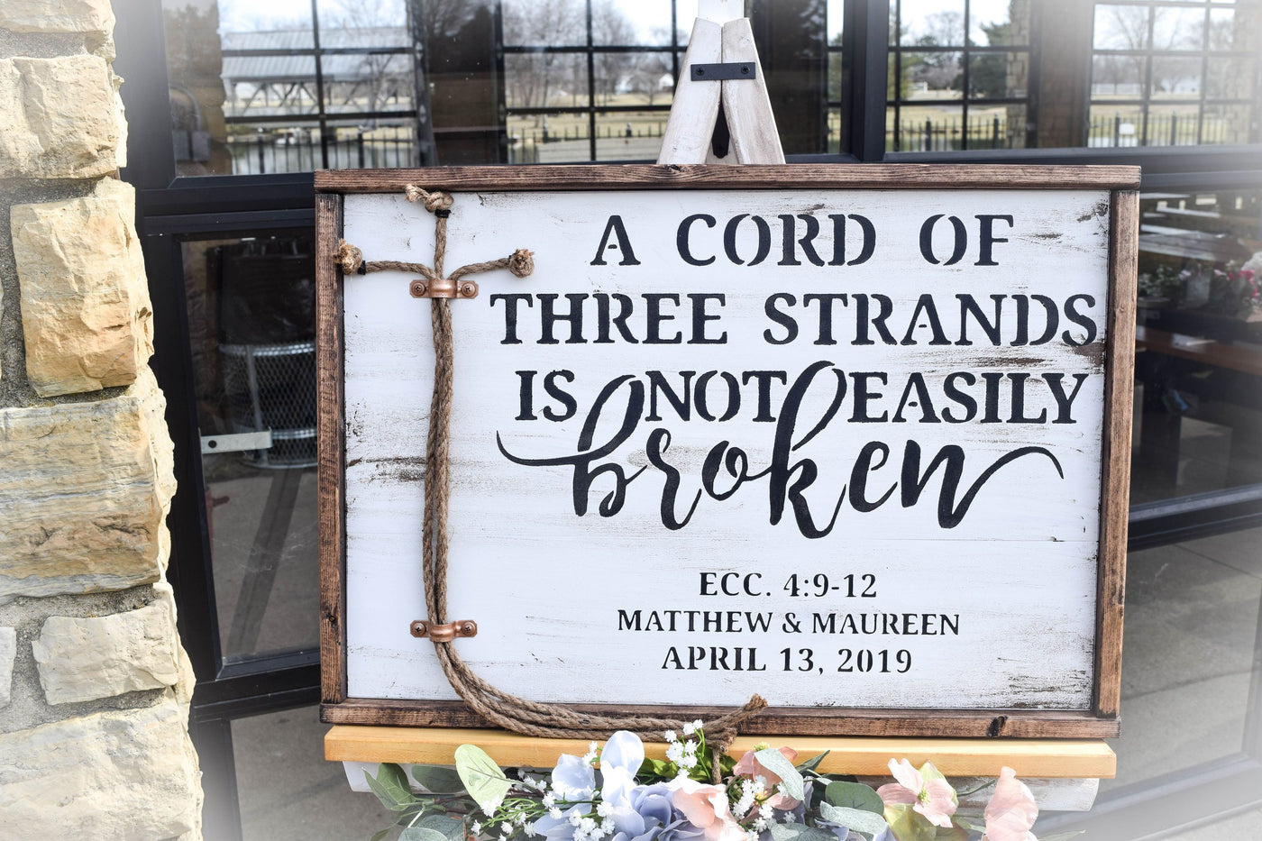 A Cord Of Three Strands is Not Easily Broken Sign with Borders
