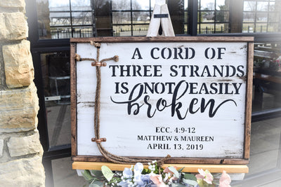 A Cord Of Three Strands is Not Easily Broken Sign with Borders