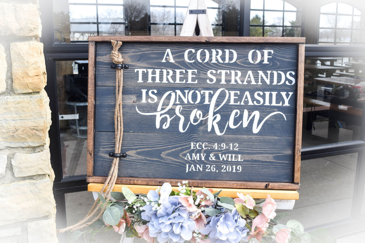 A Cord Of Three Strands is Not Easily Broken Sign with Borders
